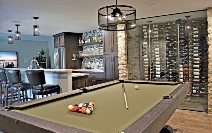 pool table and wine cellar