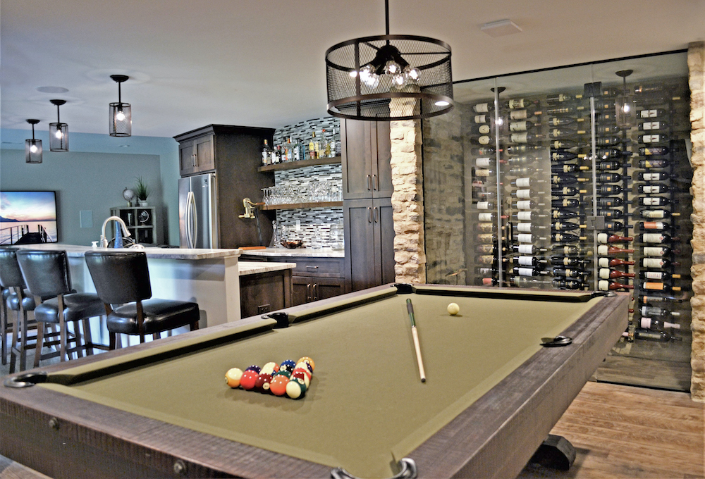 pool table and wine cellar